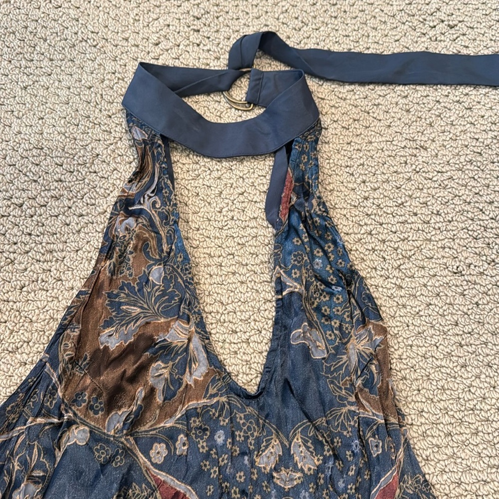 Free People Navy Blue & Burgundy  Halter Top - Picture 10 of 10